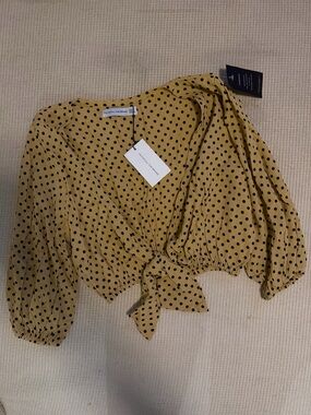 NWT Faithfull the Brand Polka Dot Tie-Front Blouse